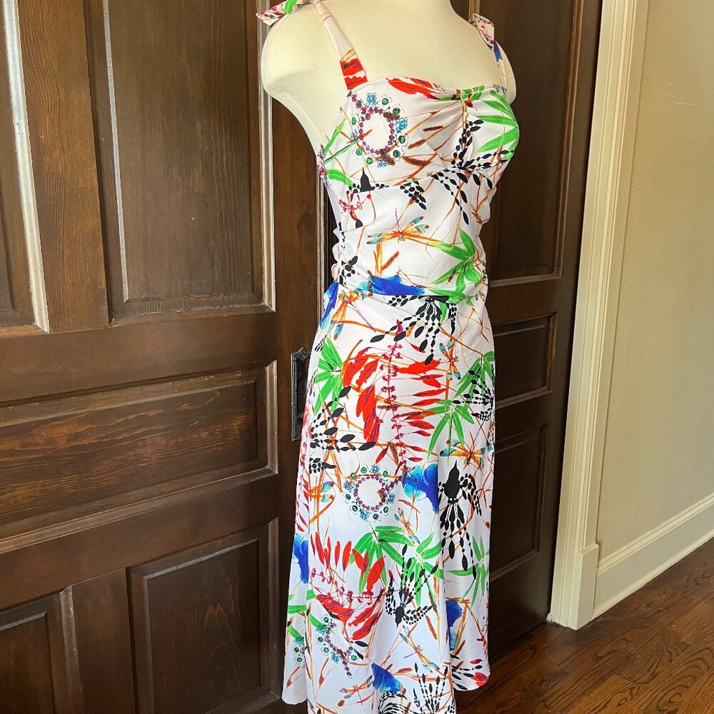 Diane von Furstenberg Dress Silk Blend Dragonfly Bird Floral Multicolor Size 6 - Picture 2 of 15